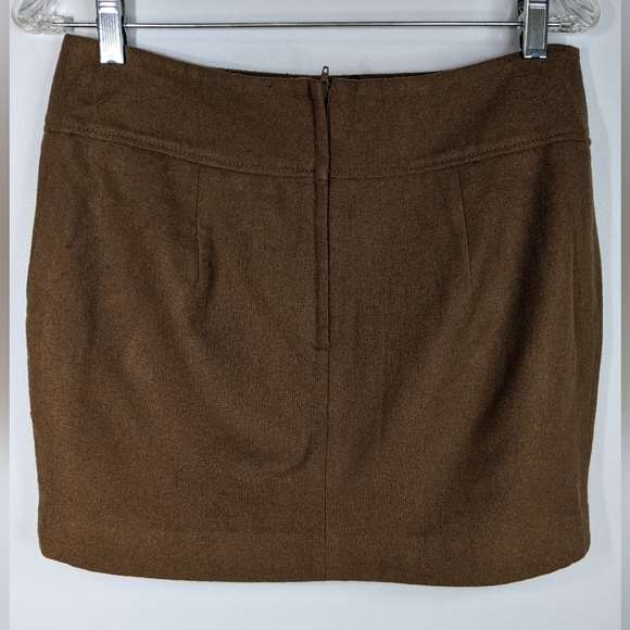 H & M Wool Mini Skirt women's brown lined quarter zip size Small K-1 - Picture 5 of 15